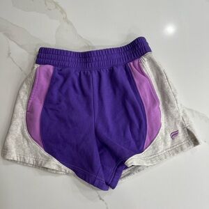 Purple colorblock Fabletics fleece shorts sz S
